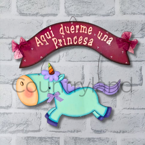 Letrero  Unicornio Princesa
