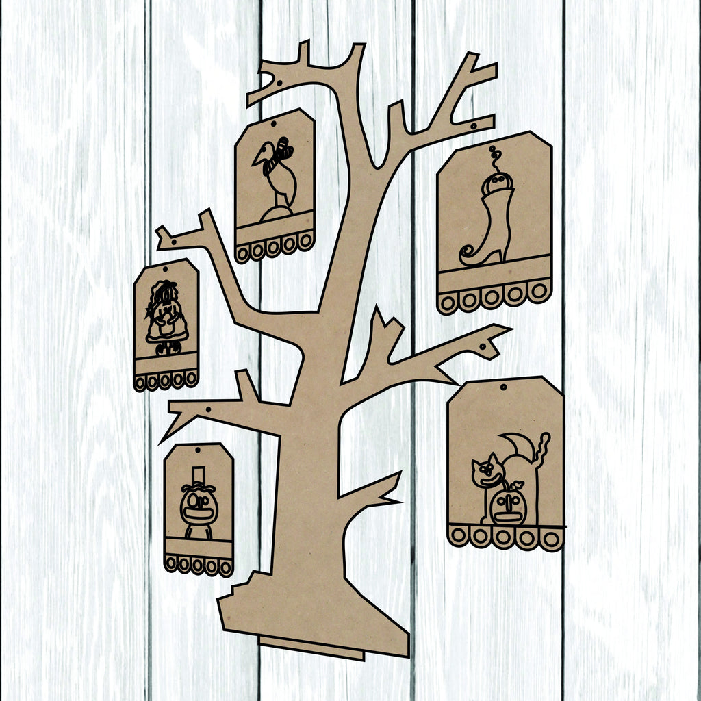 Arbol etiquetas halloween